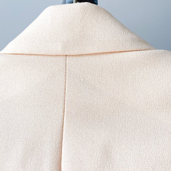 🍂 90s Butter Yellow Tailored Double Breasted Crepe Blazer Size M - Picture 5 of 7